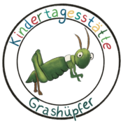 Kindertagesstätte Grashüpfer Logo mit Grashüpfer